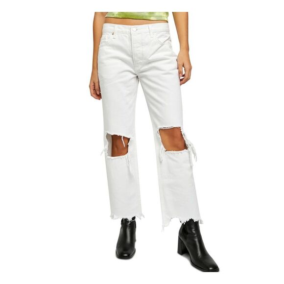NWT WE THE FREE Womens White Ripped Jeans Size: 27